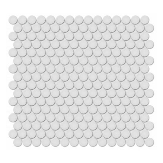 Qualis Ceramica 11.38" x 12.32" Traditions Matte Porcelain Penny Round 0.75" Mosaic