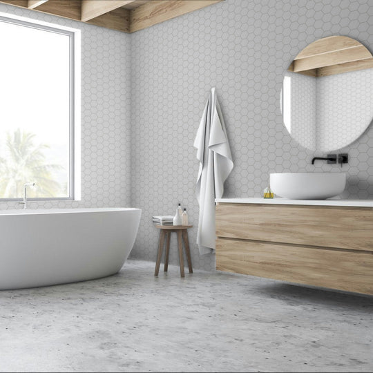 Qualis-Ceramica-Traditions-10.8-x-12.48-Matte-Porcelain-Unglazed-Hex-2-Mosaic-Gallery-Grey