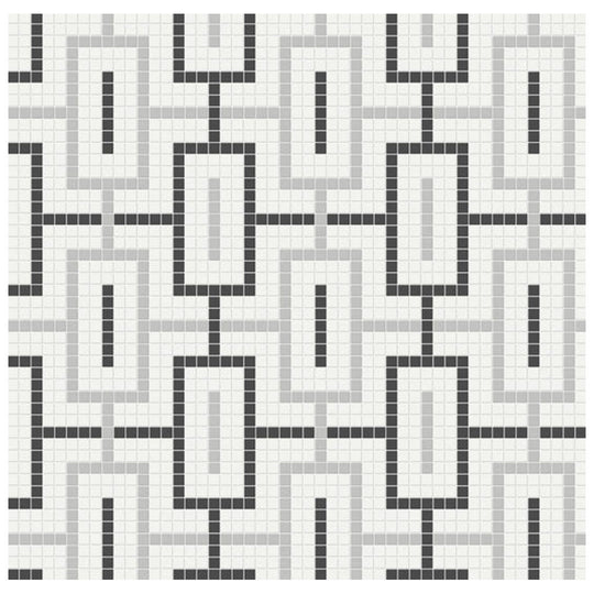 Qualis Ceramica 11.42" x 11.42" Traditions Matte Porcelain Chain Pattern Mosaic