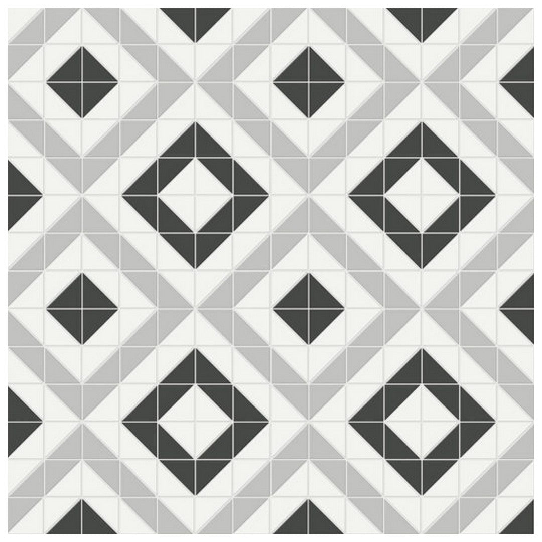 Qualis Ceramica 10" x 10" Traditions Matte Porcelain Cubic Pattern Mosaic