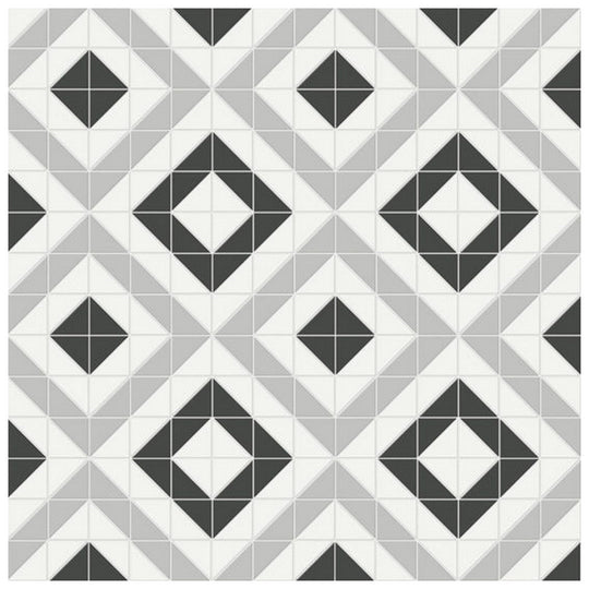 Qualis Ceramica 10" x 10" Traditions Matte Porcelain Cubic Pattern Mosaic