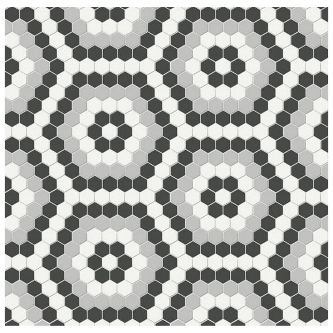 Qualis Ceramica 8.3" x 14.45" Traditions Matte Porcelain Hexagon Pattern Mosaic