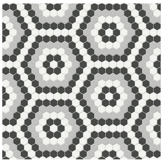 Qualis Ceramica 8.3" x 14.45" Traditions Matte Porcelain Hexagon Pattern Mosaic