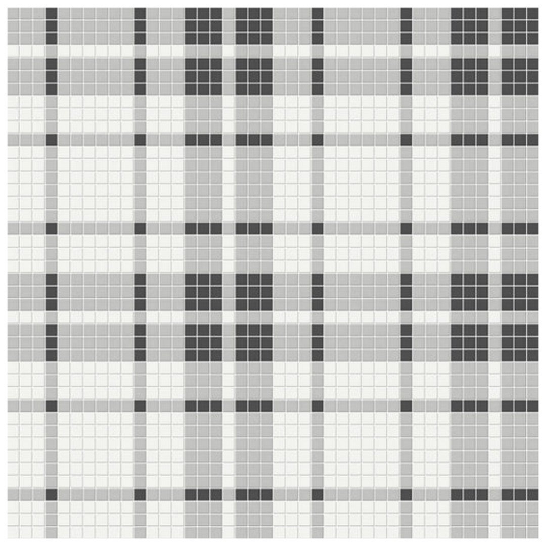 Qualis Ceramica 13.58" x 13.58" Traditions Matte Porcelain Plaid Pattern Mosaic
