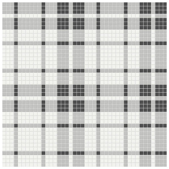 Qualis Ceramica 13.58" x 13.58" Traditions Matte Porcelain Plaid Pattern Mosaic