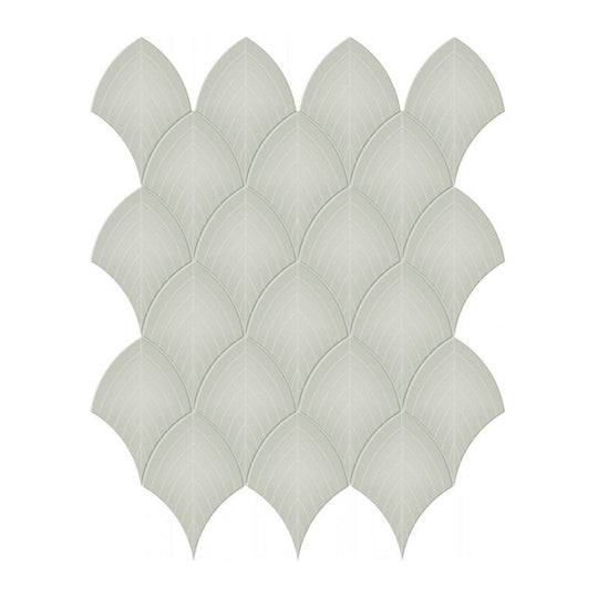 Qualis Ceramica 10.75" x 13.35" Traditions Glossy Porcelain Scallop Mosaic
