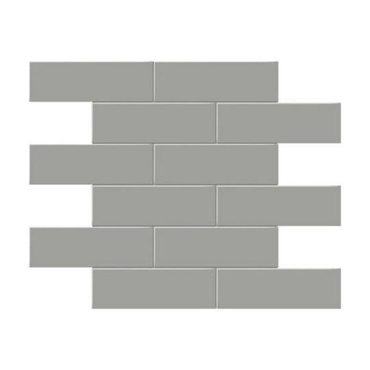 Qualis Ceramica 11.65" x 11.73" Traditions Glossy Porcelain Brick 2×6" Mosaic