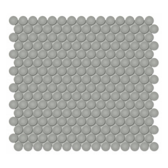 Qualis Ceramica 11.38" x 12.32" Traditions Glossy Porcelain Penny Round 0.75" Mosaic