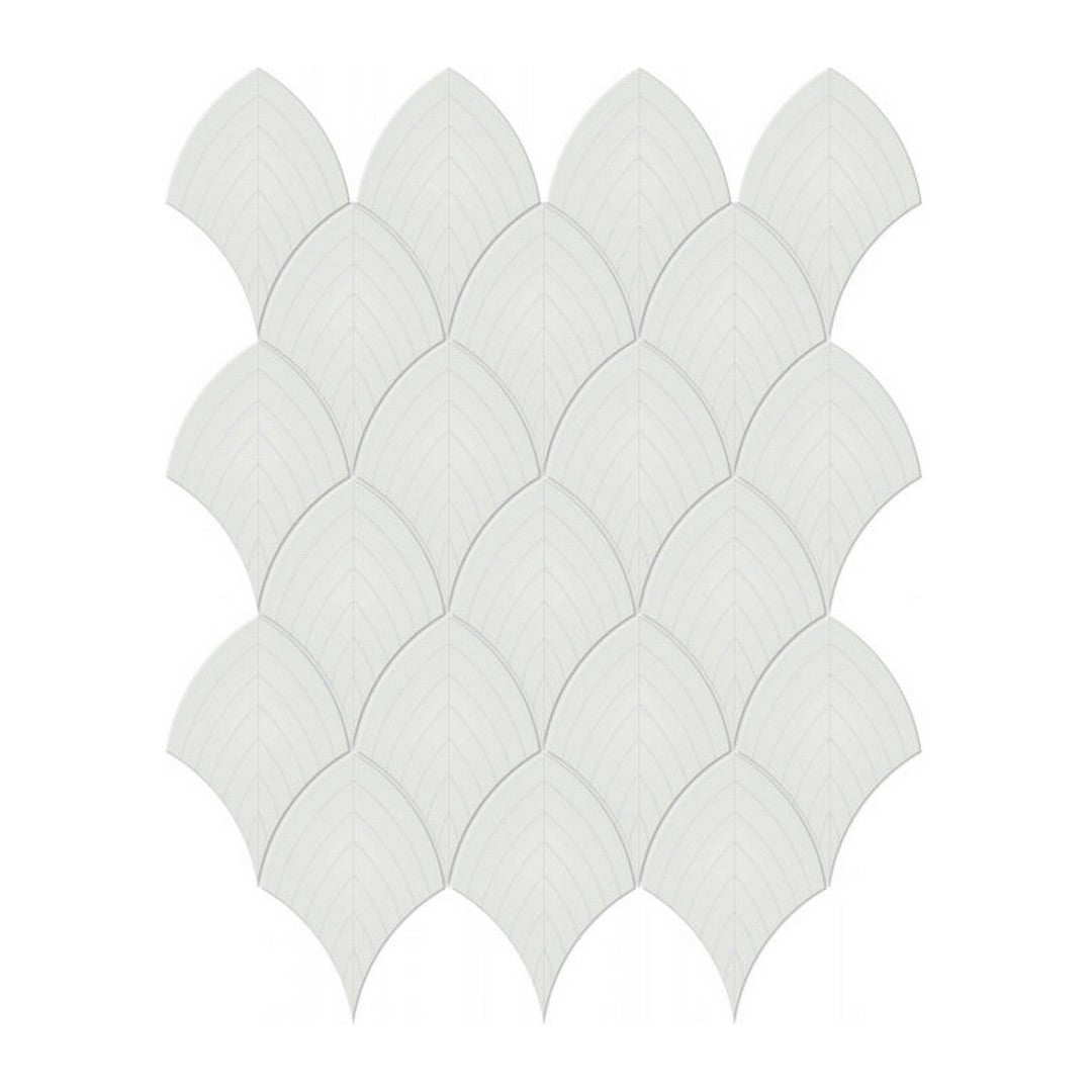 Qualis Ceramica 10.75" x 13.35" Traditions Glossy Porcelain Scallop Mosaic