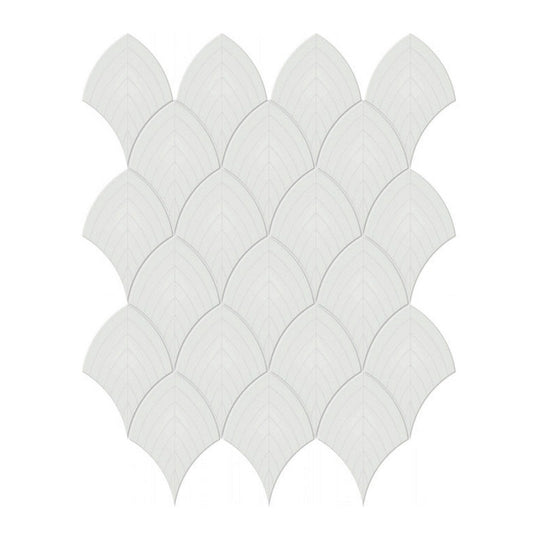 Qualis Ceramica 10.75" x 13.35" Traditions Glossy Porcelain Scallop Mosaic