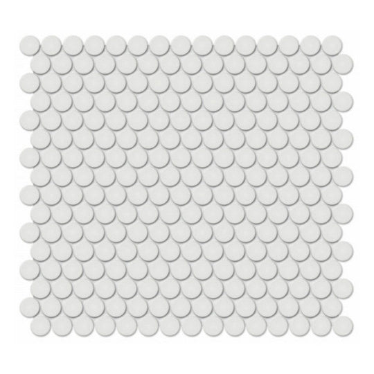 Qualis Ceramica 11.38" x 12.32" Traditions Glossy Porcelain Penny Round 0.75" Mosaic