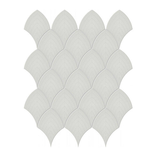 Qualis Ceramica 10.75" x 13.35" Traditions Glossy Porcelain Scallop Mosaic