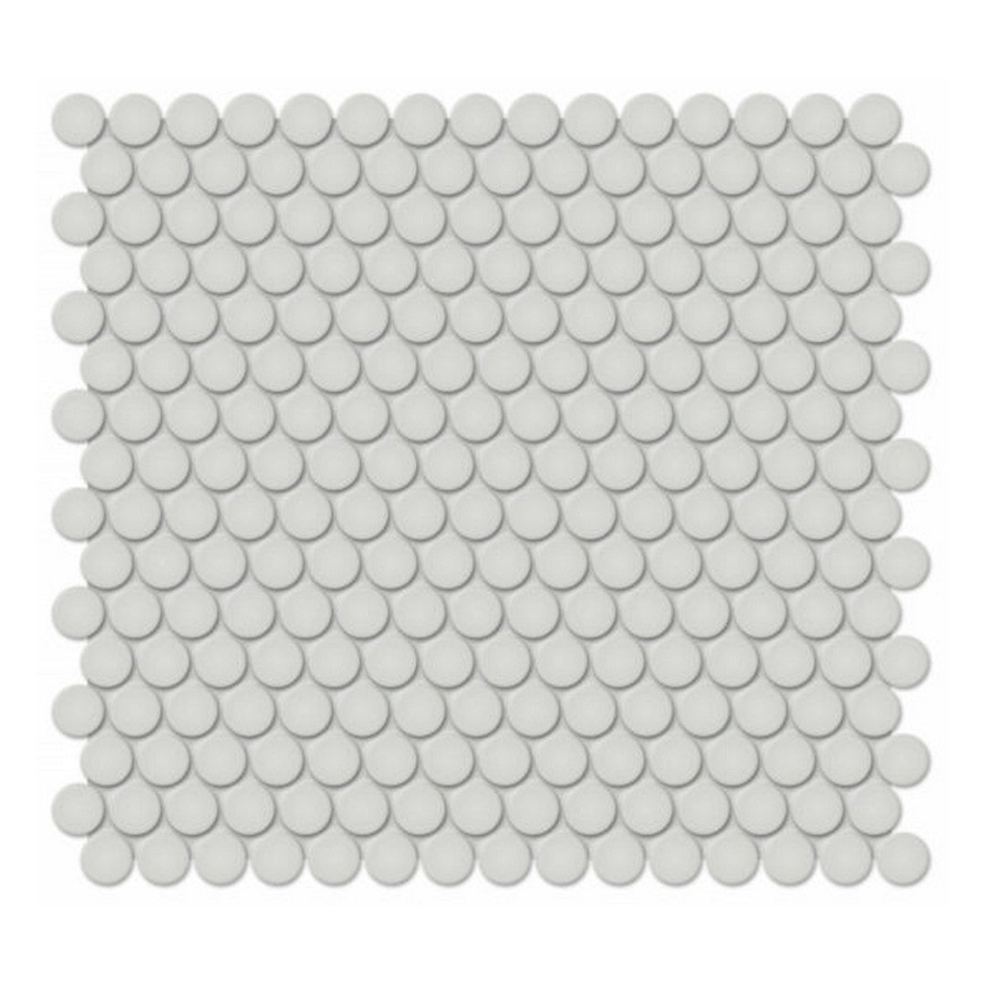 Qualis Ceramica 11.38" x 12.32" Traditions Glossy Porcelain Penny Round 0.75" Mosaic