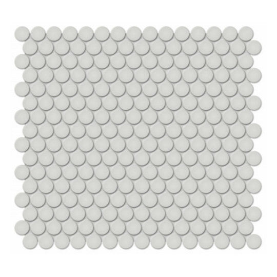 Qualis Ceramica 11.38" x 12.32" Traditions Glossy Porcelain Penny Round 0.75" Mosaic