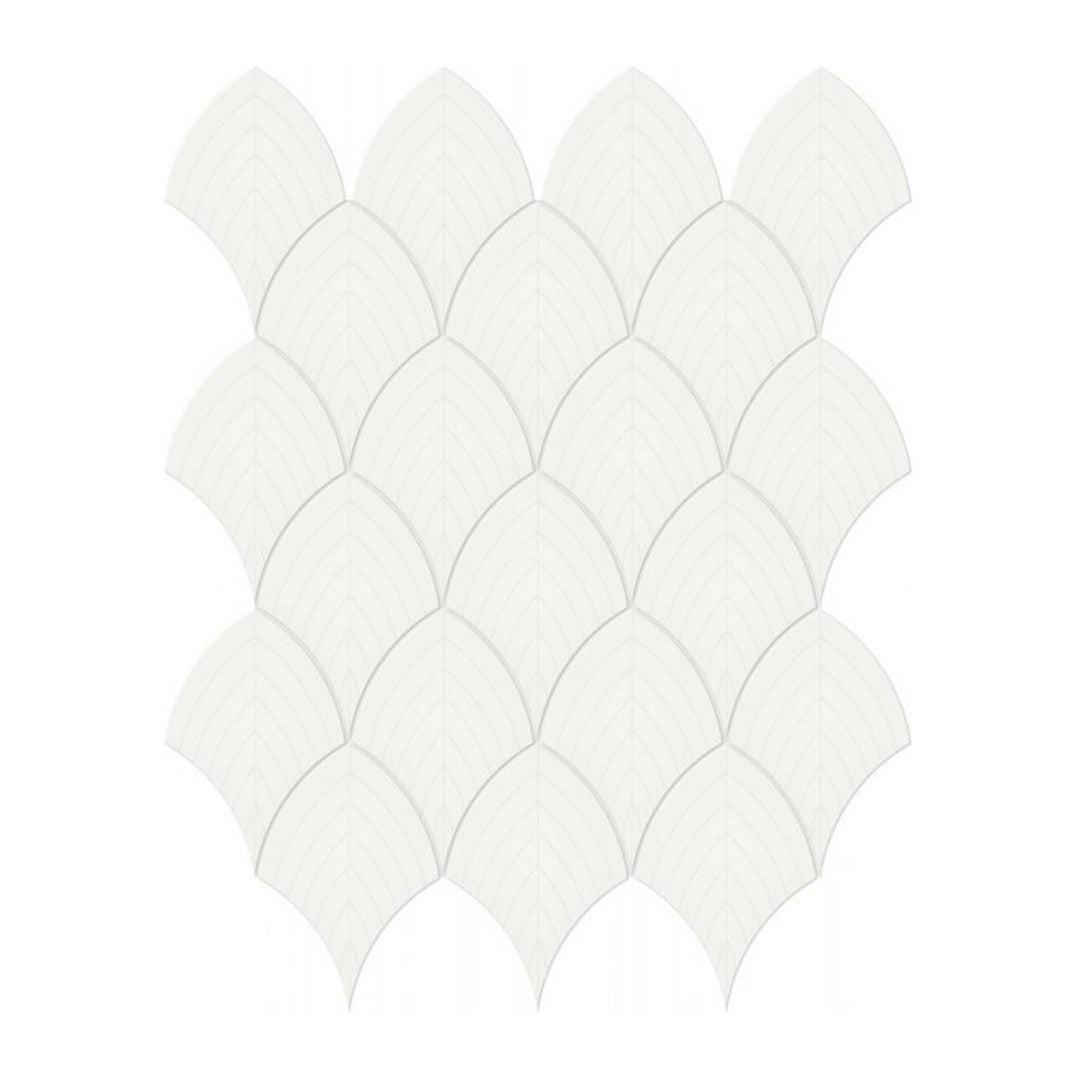 Qualis Ceramica 10.75" x 13.35" Traditions Glossy Porcelain Scallop Mosaic