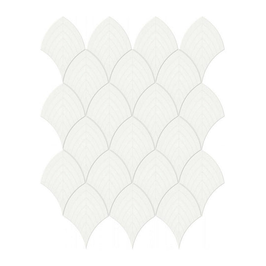 Qualis Ceramica 10.75" x 13.35" Traditions Glossy Porcelain Scallop Mosaic