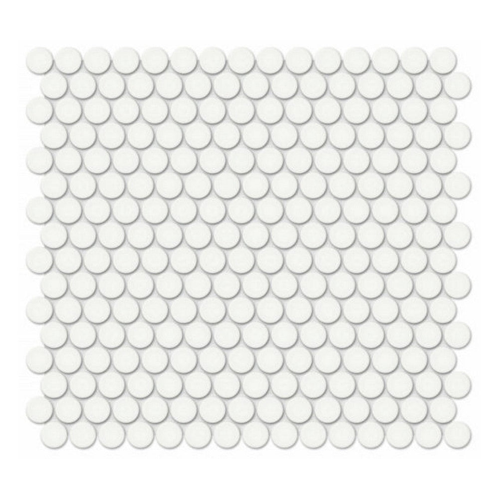 Qualis Ceramica 11.38" x 12.32" Traditions Glossy Porcelain Penny Round 0.75" Mosaic