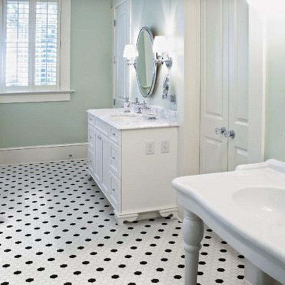 Qualis-Ceramica-Traditions-11.54-x-11.65-Matte-Porcelain-Hexagon-1-Mosaic-White-W/Retro