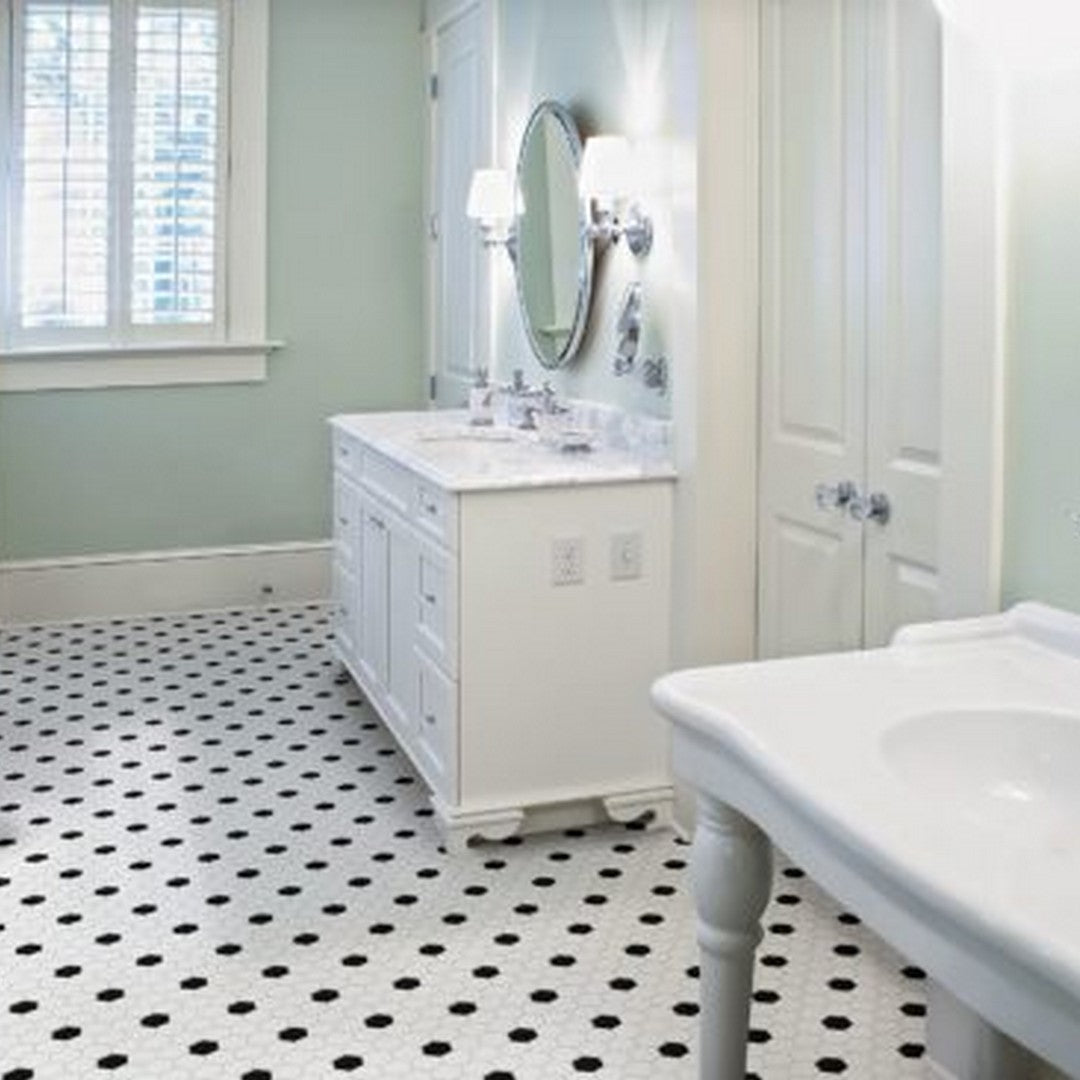 Qualis-Ceramica-Traditions-11.54-x-11.65-Matte-Porcelain-Hexagon-1-Mosaic-White-W/Retro