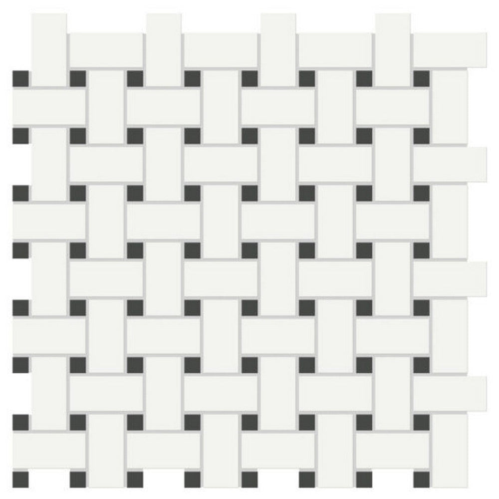 Qualis Ceramica 11.73" x 11.73" Traditions Matte Porcelain Basketweave Mosaic