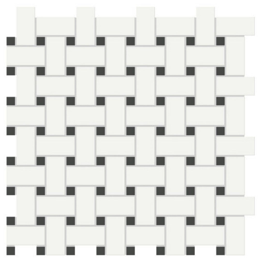 Qualis Ceramica 11.73" x 11.73" Traditions Matte Porcelain Basketweave Mosaic
