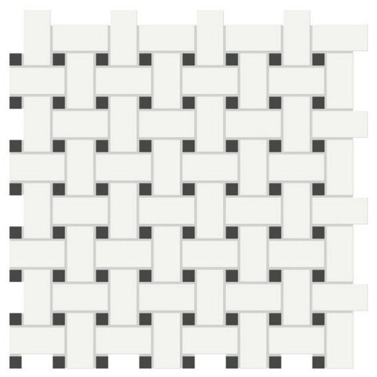Qualis Ceramica 11.73" x 11.73" Traditions Matte Porcelain Basketweave Mosaic