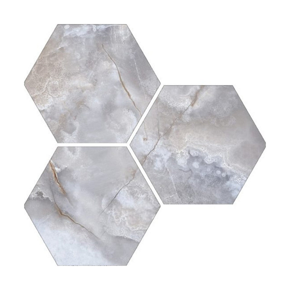 Qualis Ceramica 6" x 6" Treasure Carved Porcelain Hexagon Tile