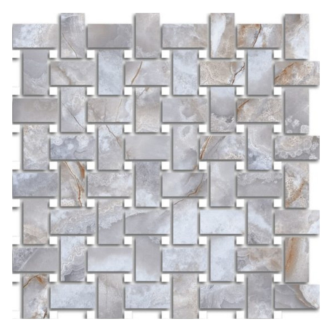 Qualis Ceramica 12" x 12" Treasure Polished Porcelain Basketweave Mosaic