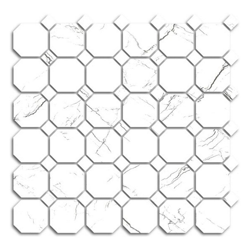 Qualis Ceramica 12" x 12" Treasure Polished Porcelain Octagon Dot Mosaic