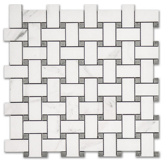 Qualis Ceramica 12" x 12" Treasure Polished Porcelain Basketweave Mosaic