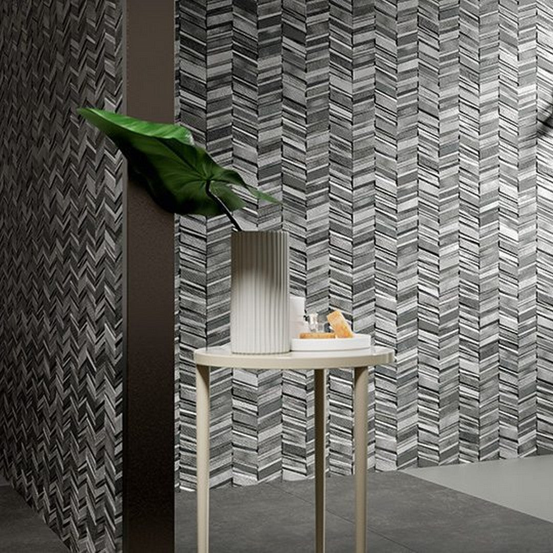 Tesoro-17-x-17-Chevron-Pressed-3D-Pocelain-Tile-Black