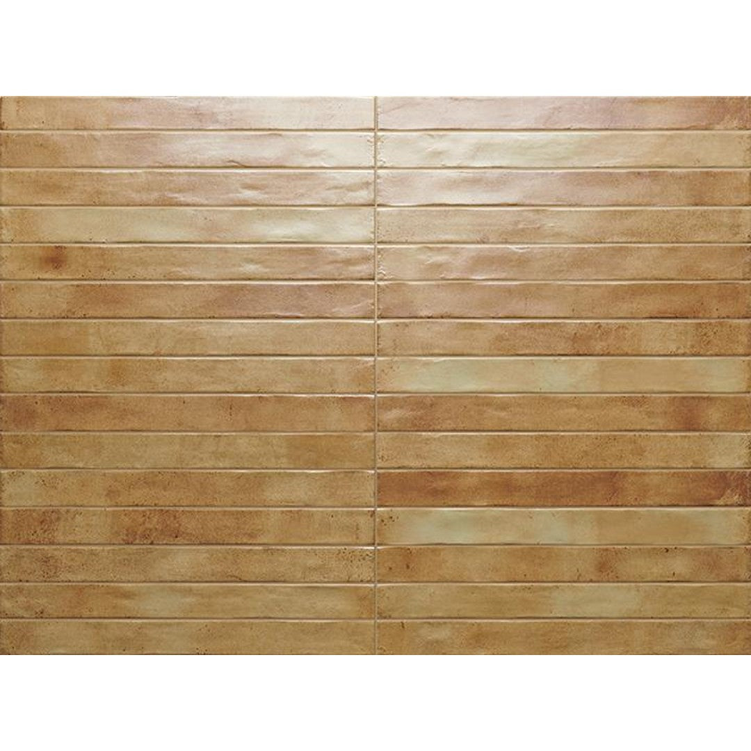 Tesoro 2" x 18" Graffiti Pressed Satin Porcelain Brick Tile