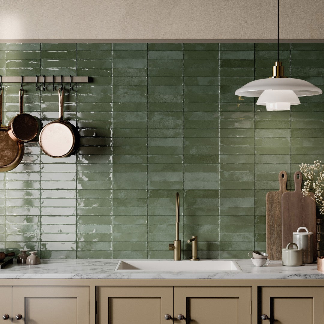 Tesoro-2-x-8-Marrakech-Pressed-Glossy-Porcelain-Brick-Tile-Green