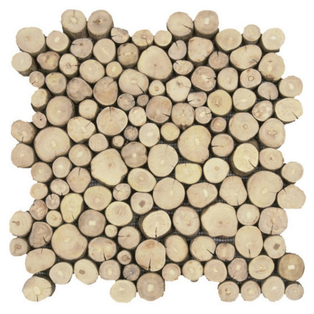 Qualis Ceramica 12" x 12" Chelsea Mixed Material Tree Wood Mosaic