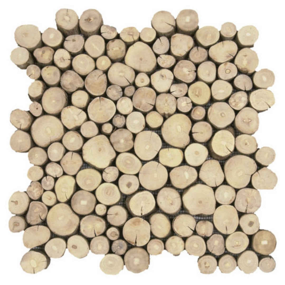 Qualis Ceramica 12" x 12" Chelsea Mixed Material Tree Wood Mosaic