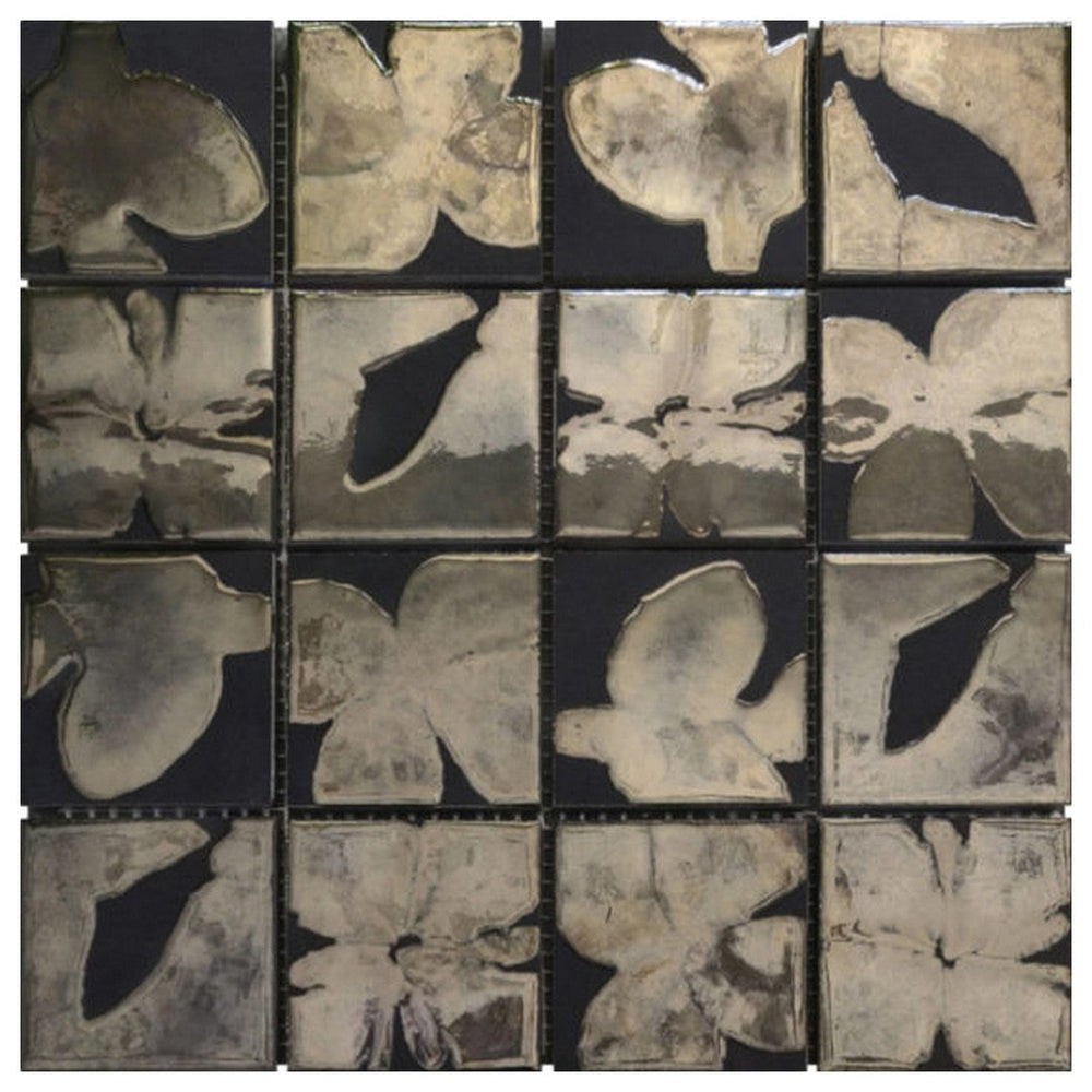 Qualis Ceramica 11.8" x 11.8" Chelsea Ceramic 3" Flowers Mosaic