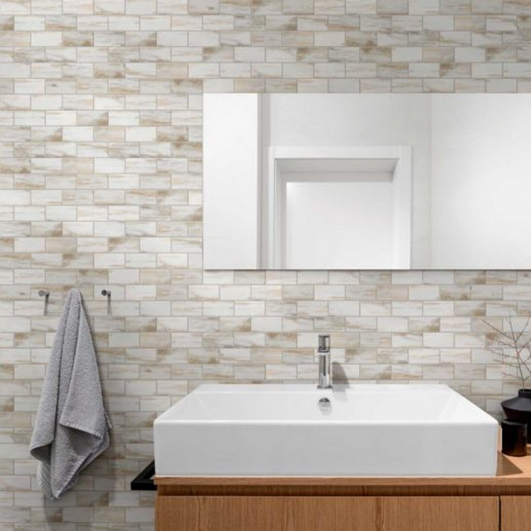 Qualis-Ceramica-12-x-12-Chelsea-Slate-Ceramic-2x4-Mix-Rough-Surface-Mosaic-Beige