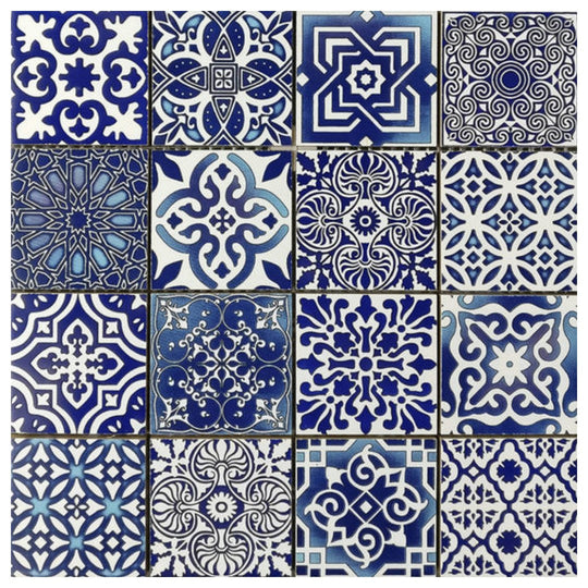 Qualis Ceramica 11.8" x 11.8" Chelsea Ceramic Patchwork Diamond Mosaic