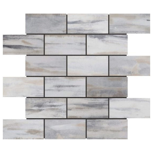 Qualis Ceramica 12" x 12" Chelsea Slate Ceramic 2x4" Mix Rough Surface Mosaic