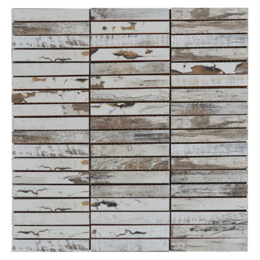 Qualis Ceramica 12" x 12" Chelsea Ceramic 0.7x4" Wood Rectangles Mosaic