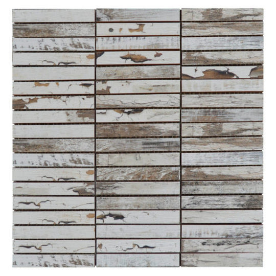 Qualis Ceramica 12" x 12" Chelsea Ceramic 0.7x4" Wood Rectangles Mosaic