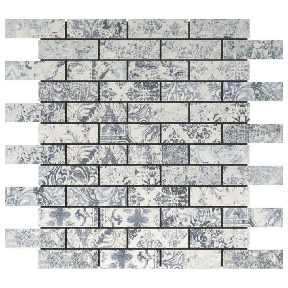 Qualis Ceramica 12" x 12" Chelsea Matte Porcelain 1x3" Pattern Deco Brick Mosaic