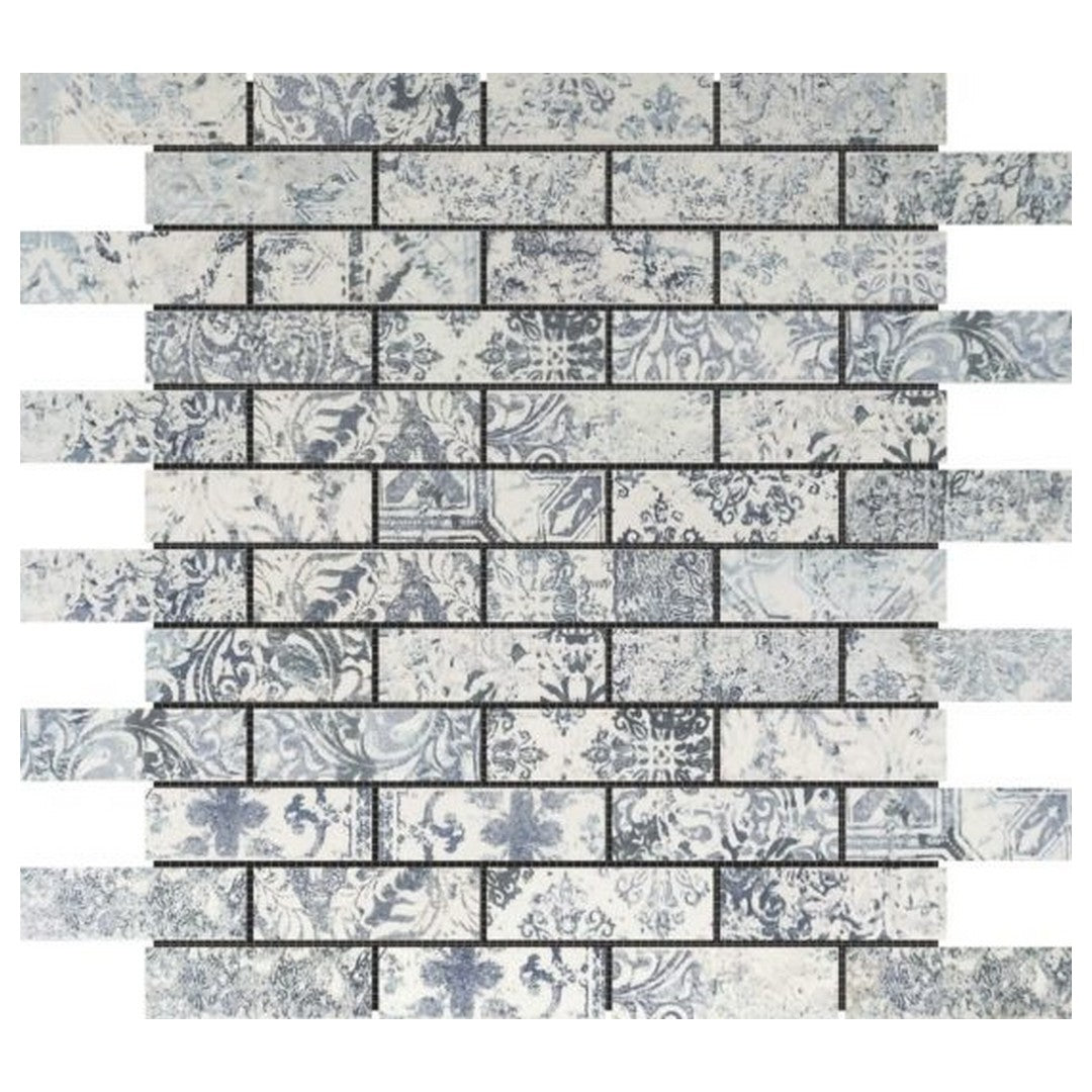 Qualis Ceramica 12" x 12" Chelsea Matte Porcelain 1x3" Pattern Deco Brick Mosaic