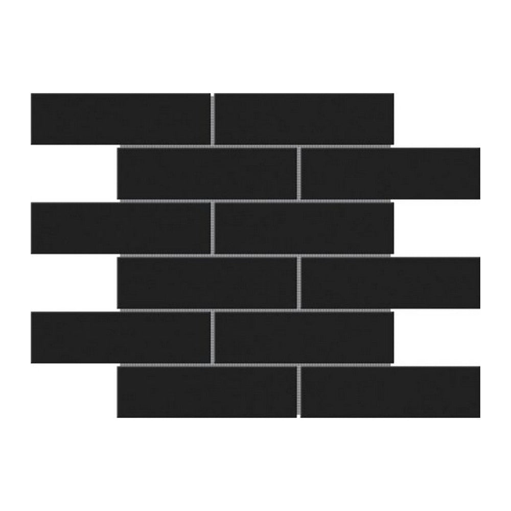 Qualis Ceramica 12" x 12" Chelsea Glossyy Ceramic 2x6" Brick Pattern Mosaic