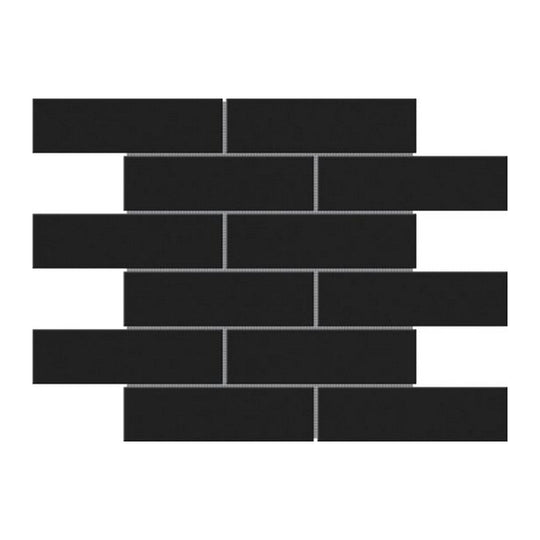 Qualis Ceramica 12" x 12" Chelsea Glossyy Ceramic 2x6" Brick Pattern Mosaic