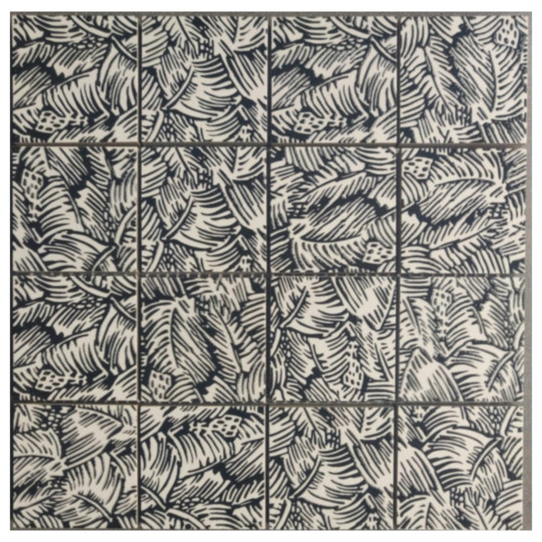 Qualis Ceramica 11.8" x 11.8" Chelsea Ceramic 3" Palmtree Cobalt Mosaic