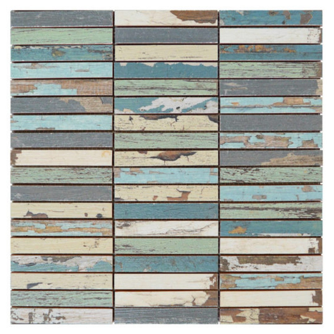 Qualis Ceramica 12" x 12" Chelsea Ceramic 0.7x4" Wood Rectangles Mosaic