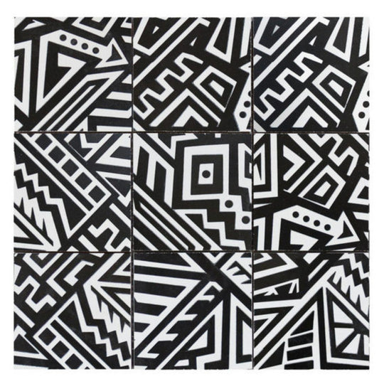 Qualis Ceramica 12" x 12" Chelsea Ceramic 4" Aztec Native Series Mosaic