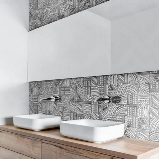 Qualis-Ceramica-12-x-12-Chelsea-Ceramic-4-Island-Native-Series-Mosaic-Black-&-White