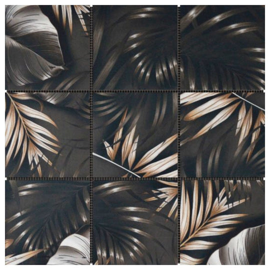 Qualis Ceramica 12" x 12" Chelsea Ceramic 4" Floral Palm Mosaic